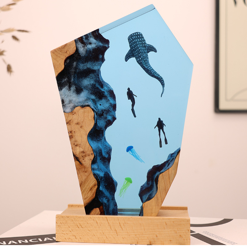 Resin Art Wedding Gift - Ornement lumineux de bureau en résine,