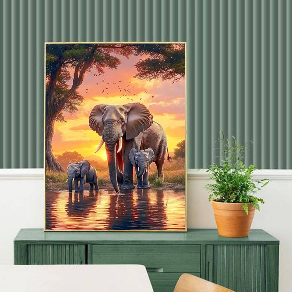 Huacan éléphant coucher de sol - Resin Art Wallpaper avis et prix